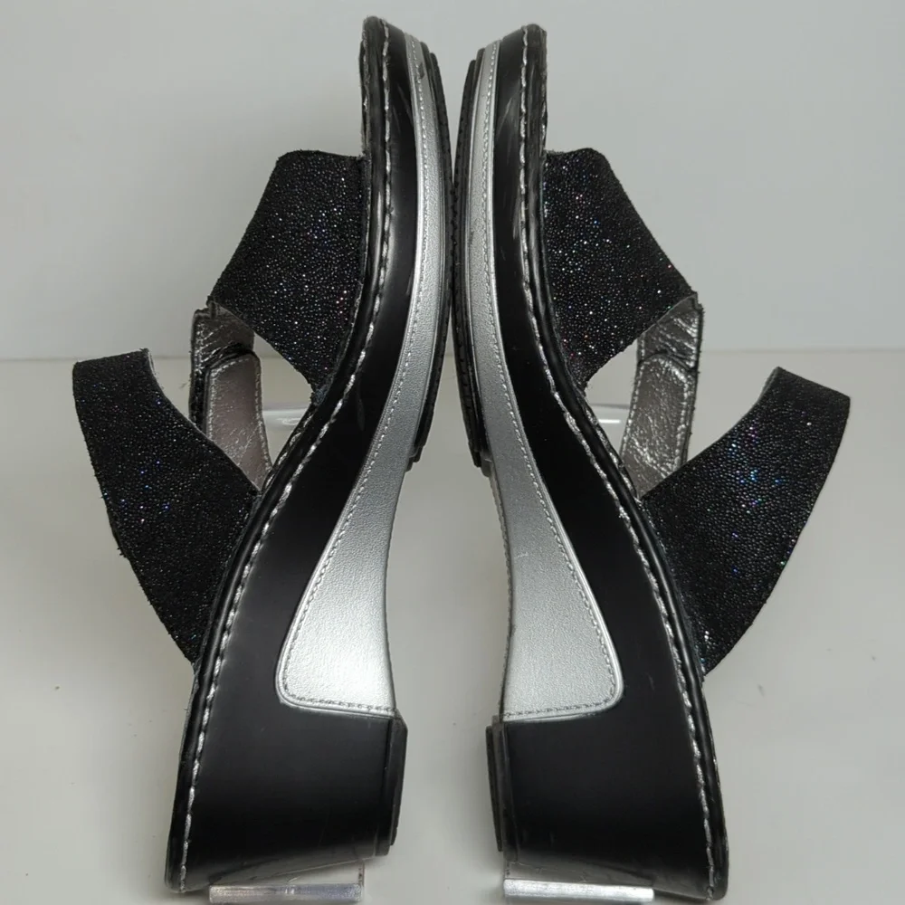 Alegria by PG Lite Loti Glitteroti sparkle wedge sandals womans size 7-7.5 EU 37